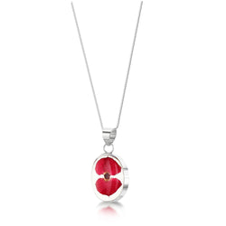 Oval poppy pendant necklace
