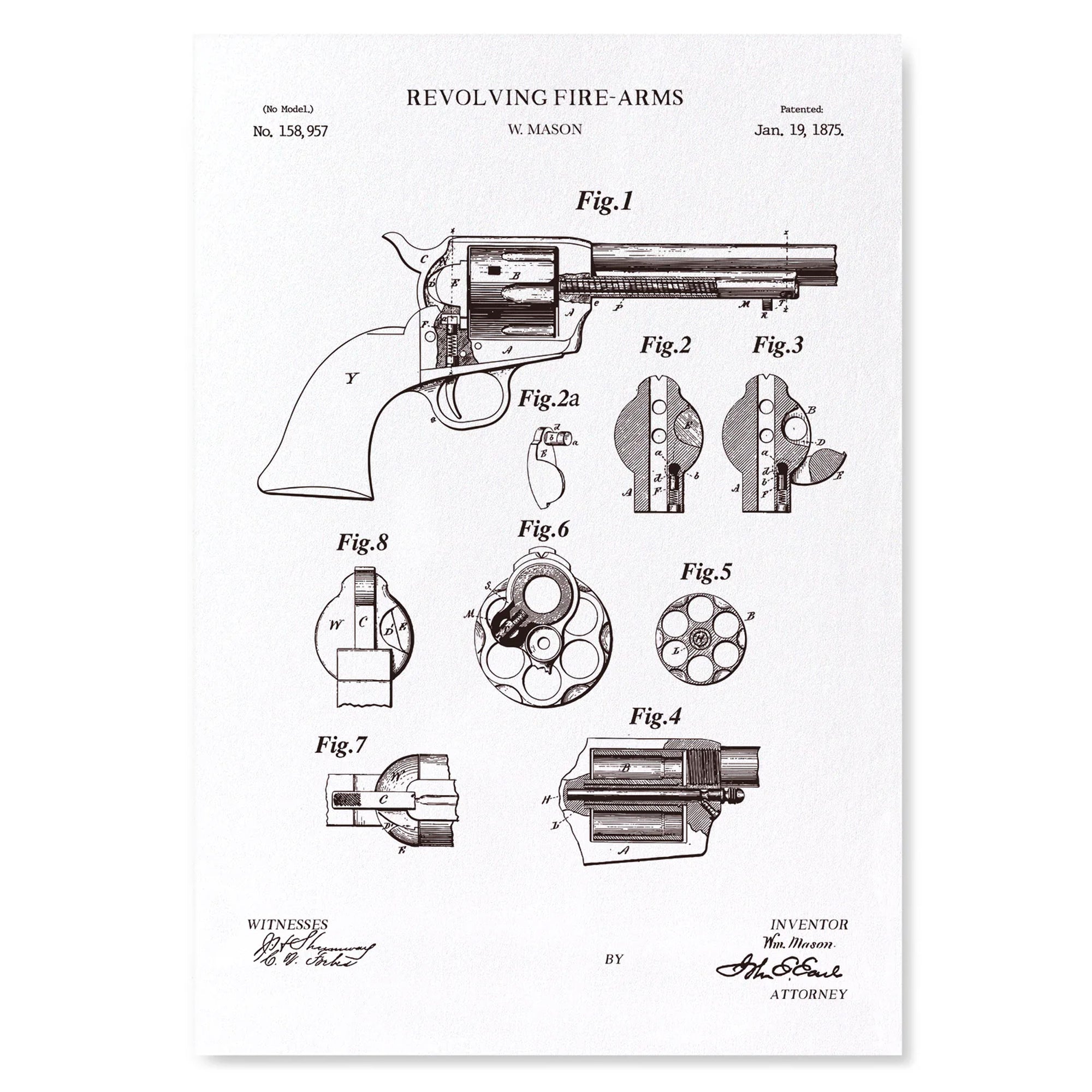 First Revolving Gun Design A4 Art Print: PATENT OF REVOLVING FIRE-ARMS (1875) – Royal Armouries ...