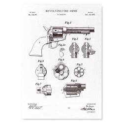 Black and white patent illustration of a revolver with labeled parts on a white background