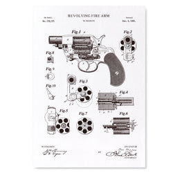 Black and white patent diagram of a revolver on a white background
