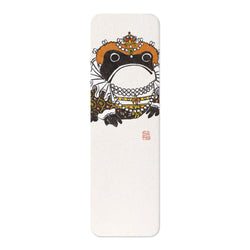 A contemporary Bookmark dressed as Queen Elizabeth I with crown and royal clothing including tudor style neck ruffles, adaptation of a Japanese woodblock print dating 1814 