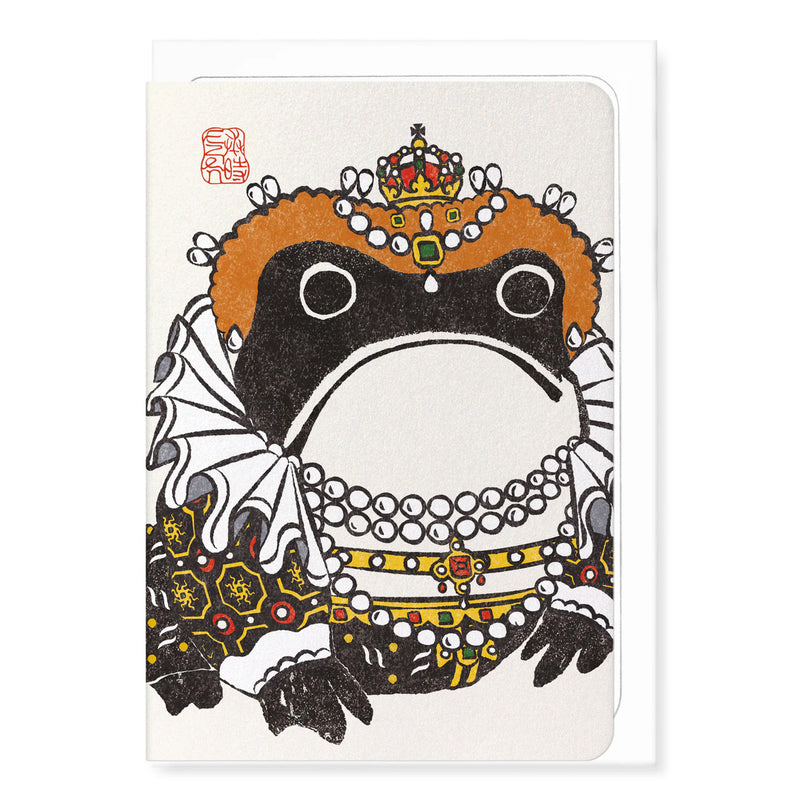 Ezen Frog in style of elizabeth first on greetings card