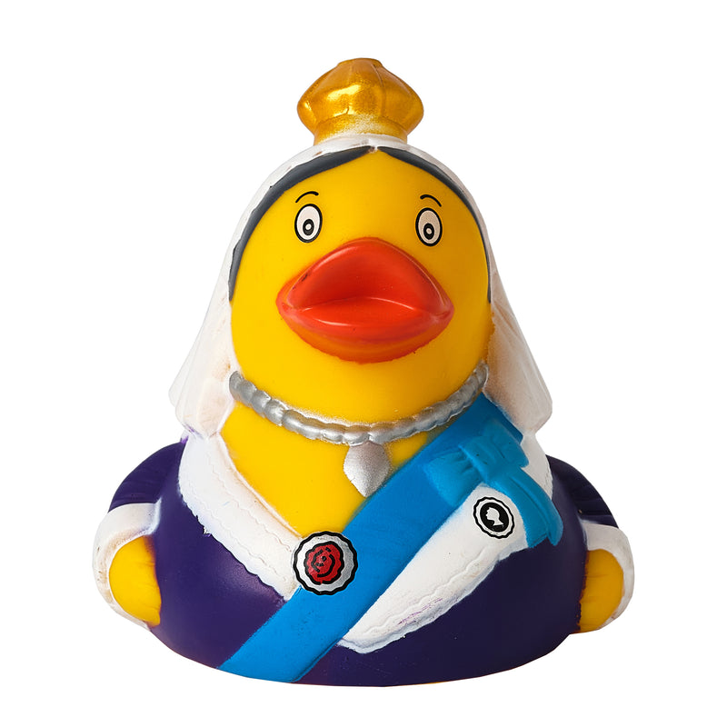 Yellow Rubber duck dressed like queen victoria- front
