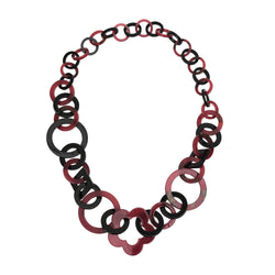 black and tortoiseshell red acrylic chainmail necklace, linked