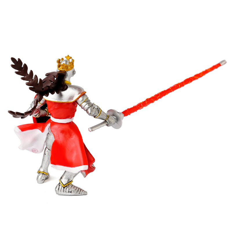 Papo: Red, White and Gold Dragon King with lance back view