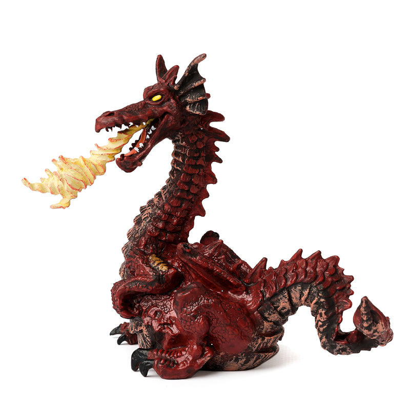 Papo: red dragon breathing fire left side profile