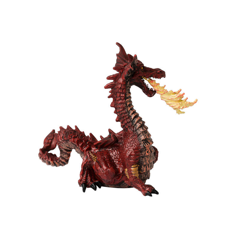 Papo: red dragon breathing fire front right side view