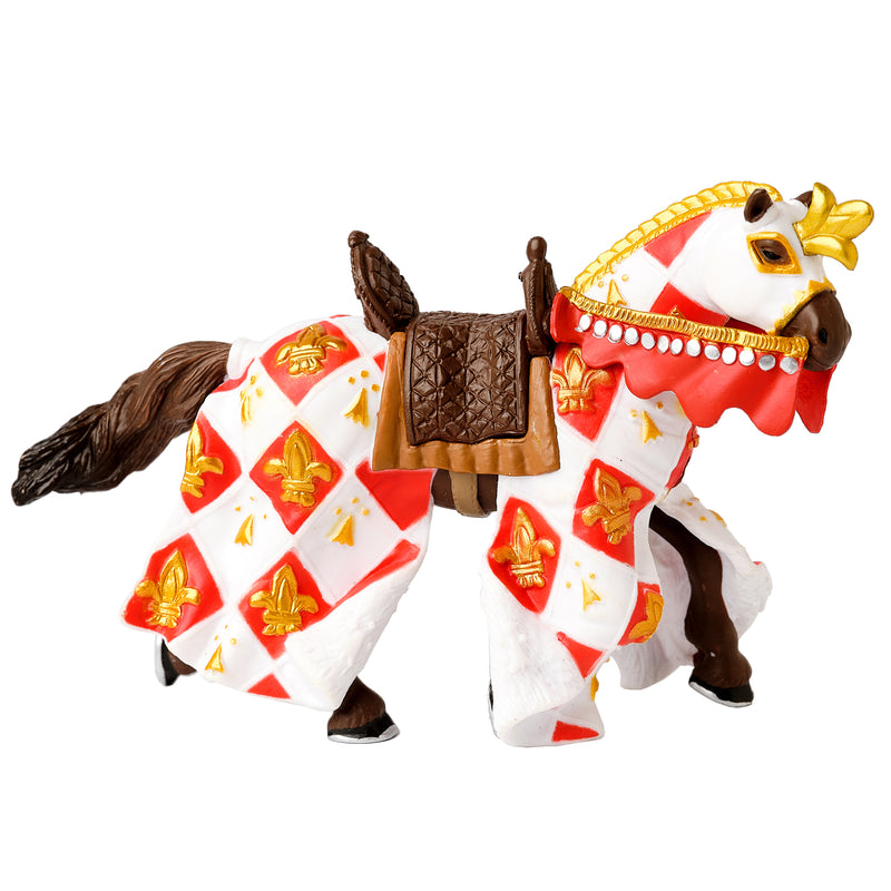 Papo: Red, White and Gold Fleur De Lys Horse right side profile