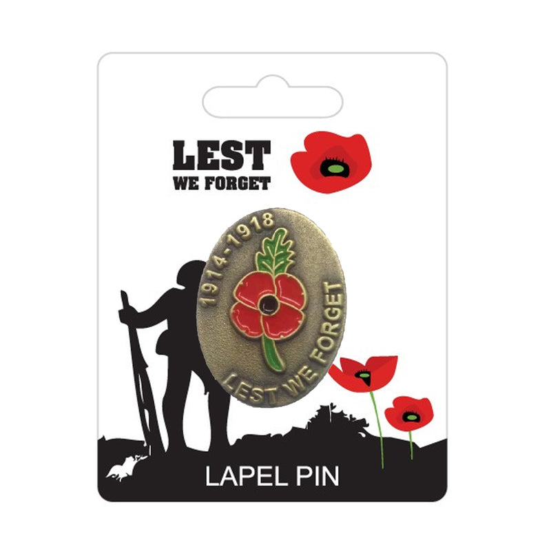 1914-1918 Lest We forget Remembrance Poppy Lapel Pin