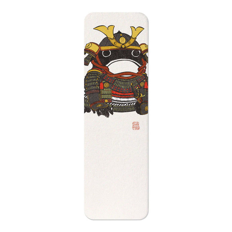 A contemporary Bookmark , adaptation of a Japanese woodblock print dating 1814 Ezen frog dressed as a samuri worrier, with headdress and armour