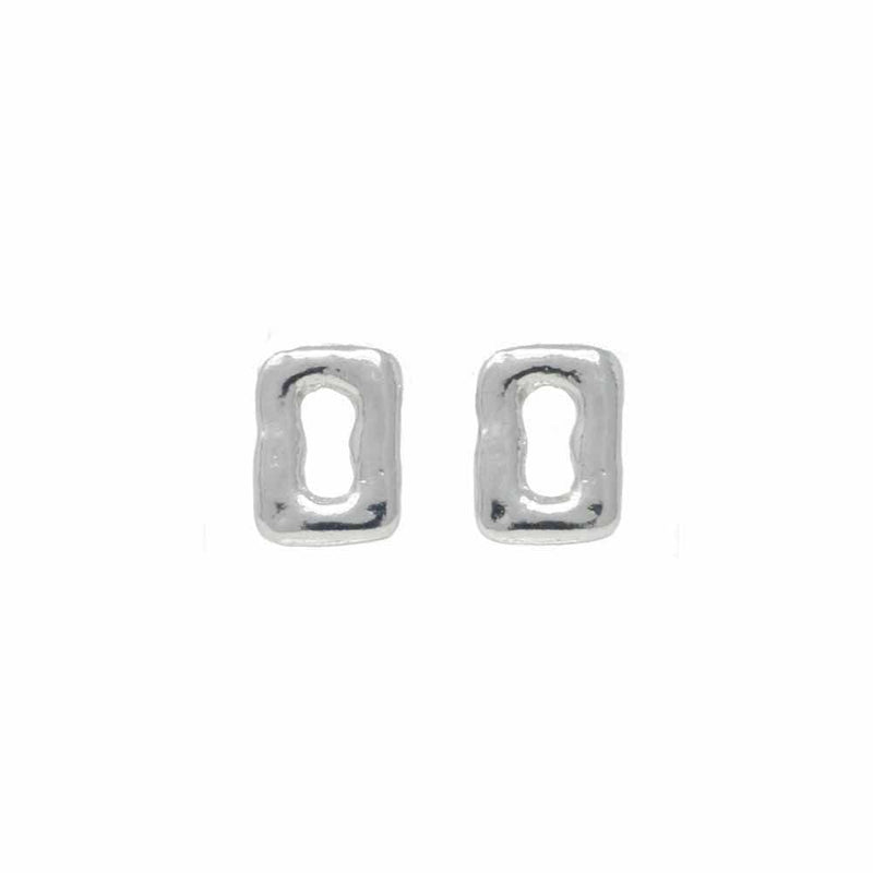 Small Rectangular Ring Feature Stud Earrings front view