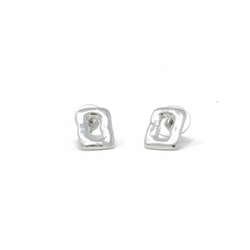Small Rectangular Ring Feature Stud Earrings front view with earring backs