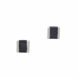 Small Pewter Square Stud with Black Leather Inlay front view