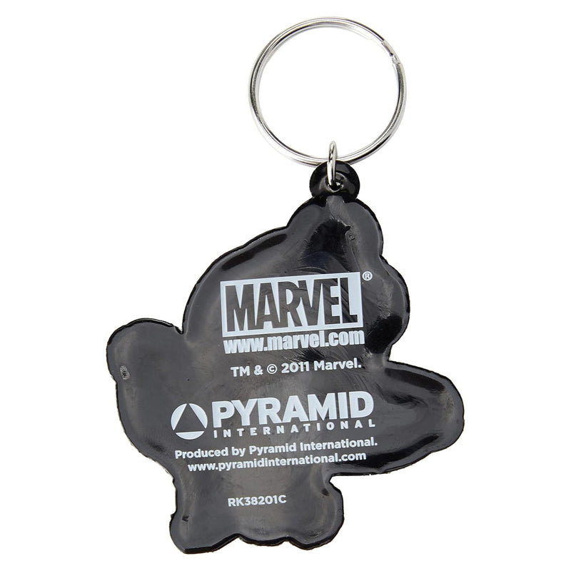 Black keychain with Marvel and Pyramid International branding on a white background