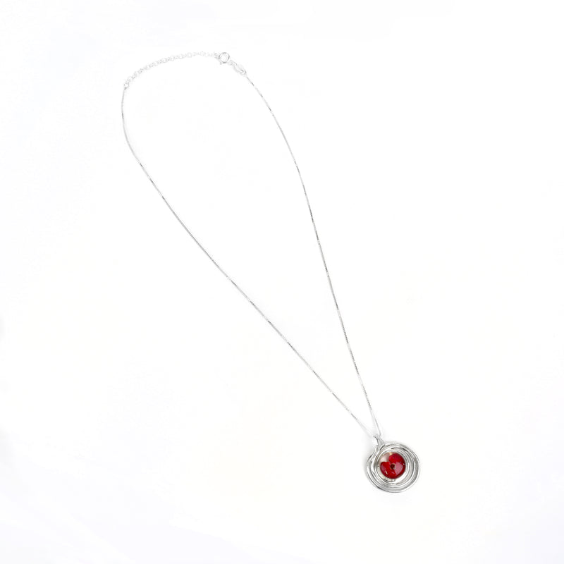 Spiral poppy pendant necklace full view