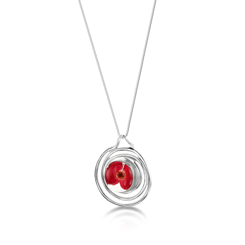 Spiral poppy pendant necklace
