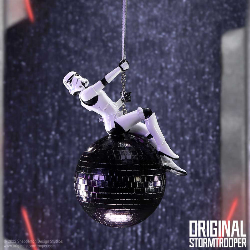 Stormtrooper lounging on Wrecking Ball Hanging Decoration in disco environment