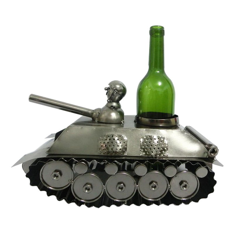 tank shaped bottle holder with bottle facing left