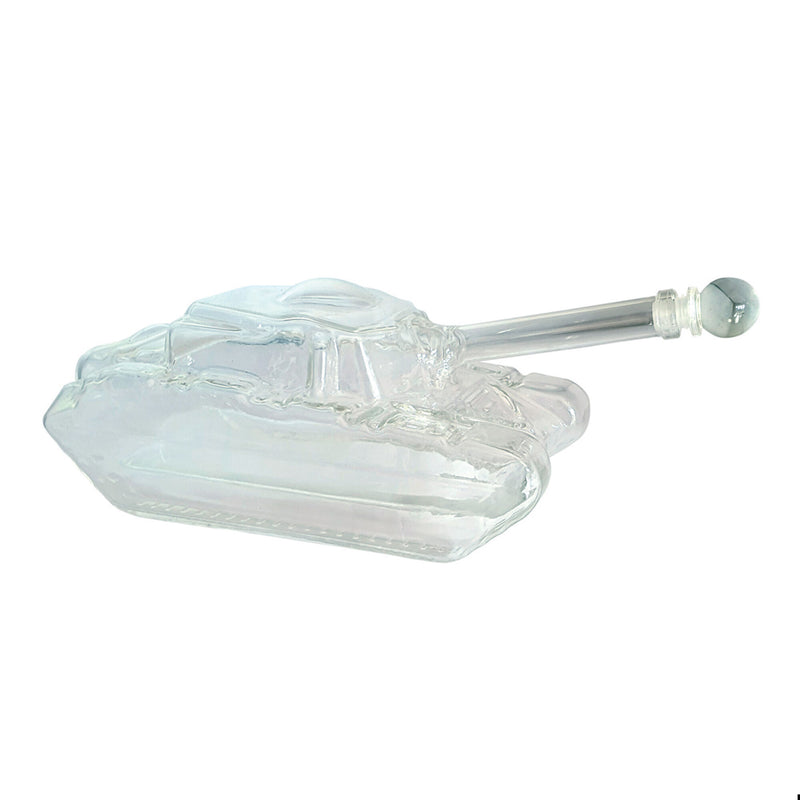 tank decanter facing to the right on a white background