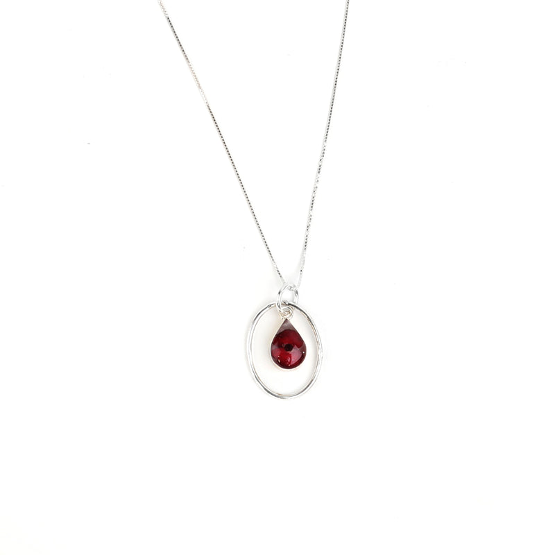Teardrop poppy pendant necklace