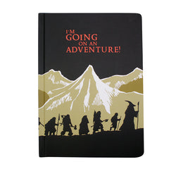 Hobbit A5 Notebook front cover reading 'I'm going on an adventure'