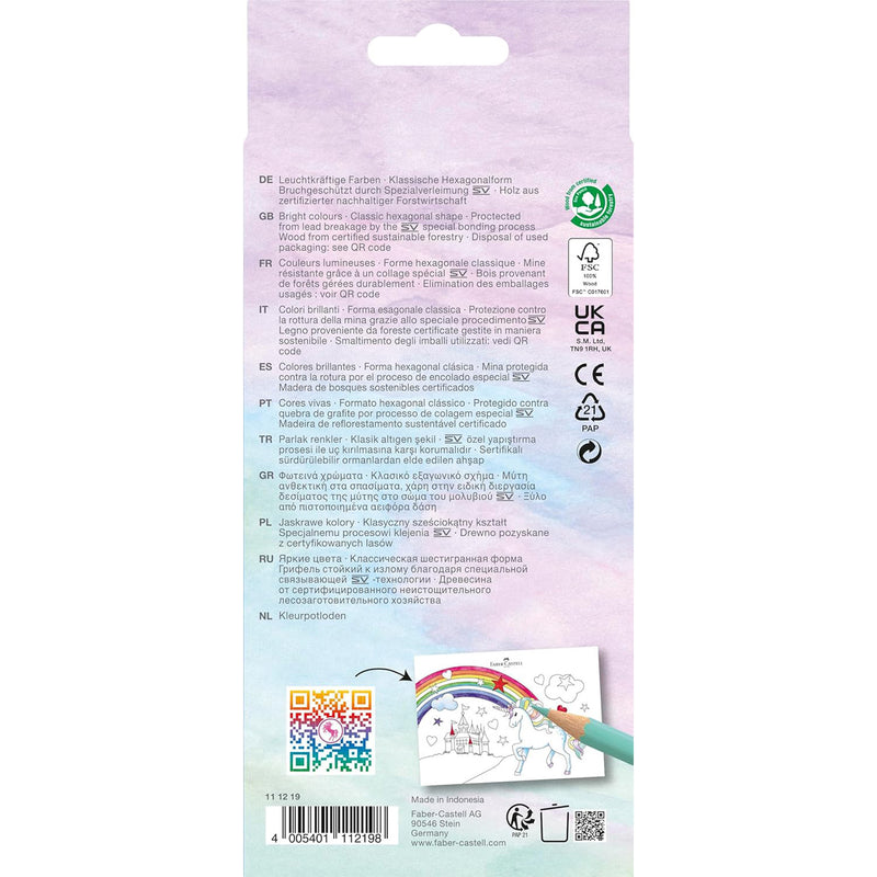 Unicorn Colour Pencil Castle Faber Castell back of packaging