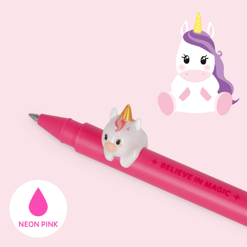 Unicorn Legami Gel Pen with Animal Decoration unicorn detail