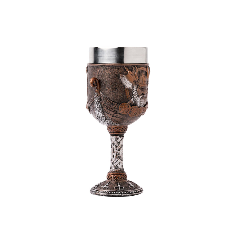 Viking style valhalla drinking goblet front right view