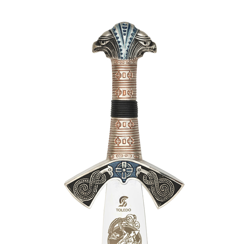 Viking dagger replica hilt with ornate pommel, grip and cross-guard