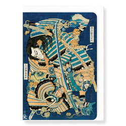 Japanese Warrior Gengoro Seizing Tasaburo C.1830 Greetings Card
