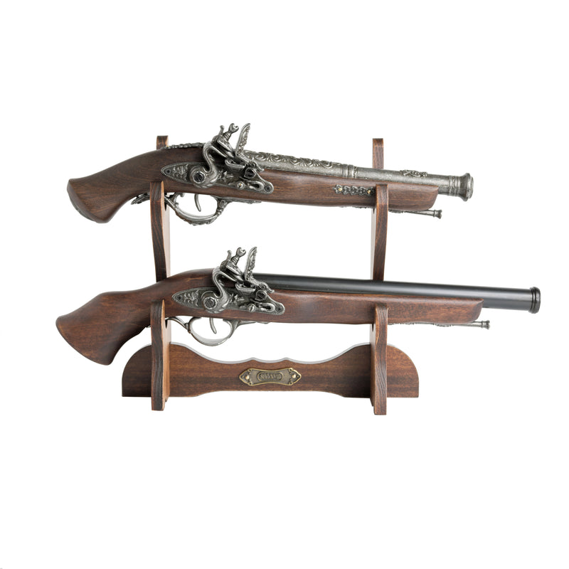Wooden two pistol replica display stand - front display example