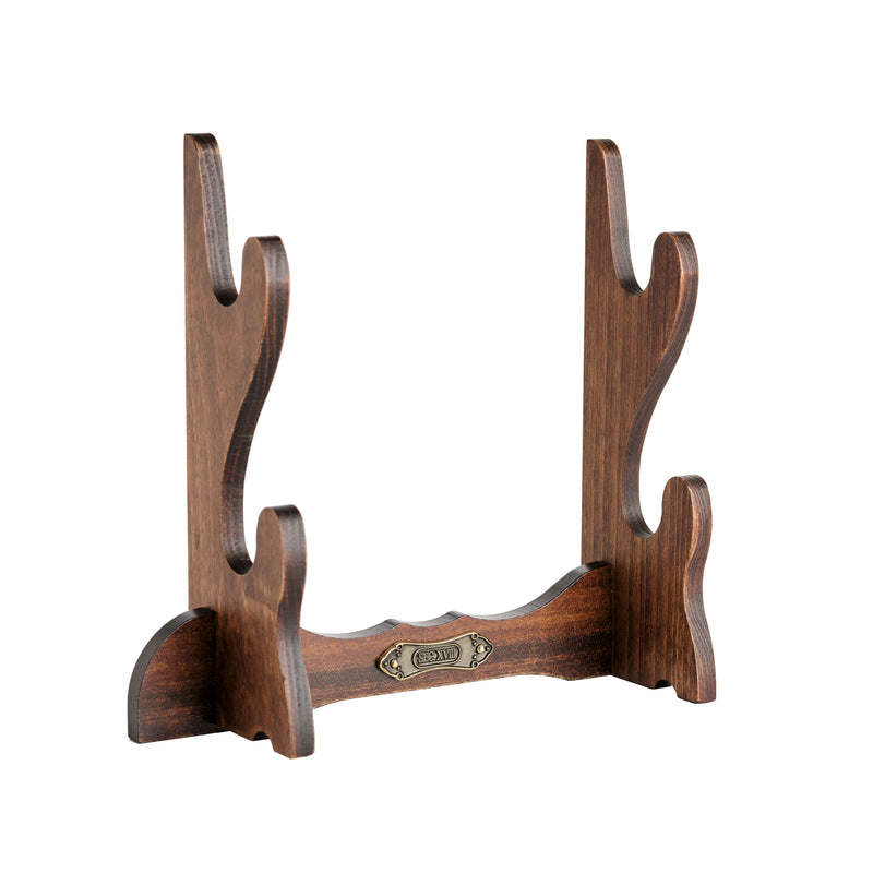 Wooden two pistol replica display stand - front-side