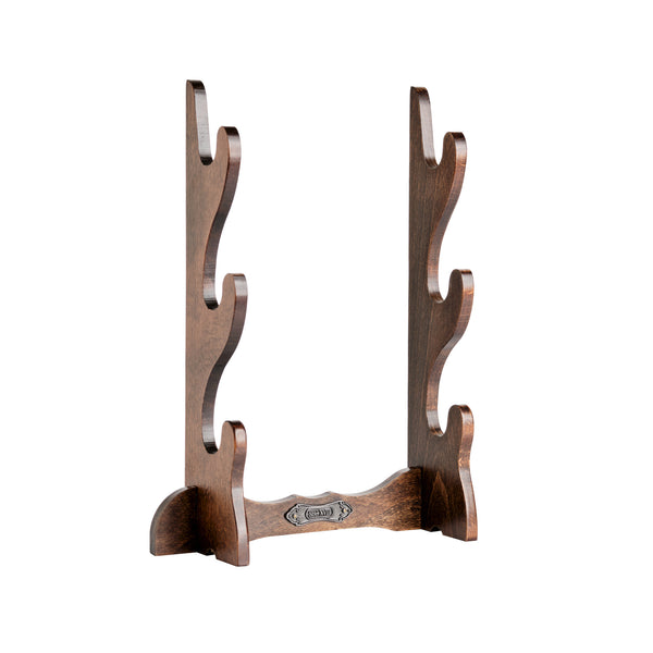 Wooden 3 replica pistol display stand - Front / side