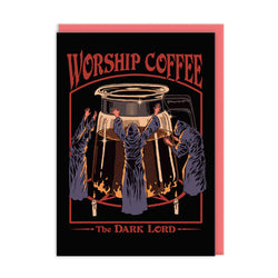 Worship Coffee greetings card with cup design