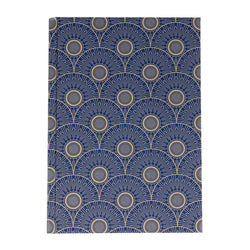 Notebook with gold and blue art-deco pattern on a white background
