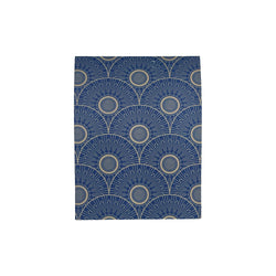mini note-pad with gold and blue art deco design on a white background