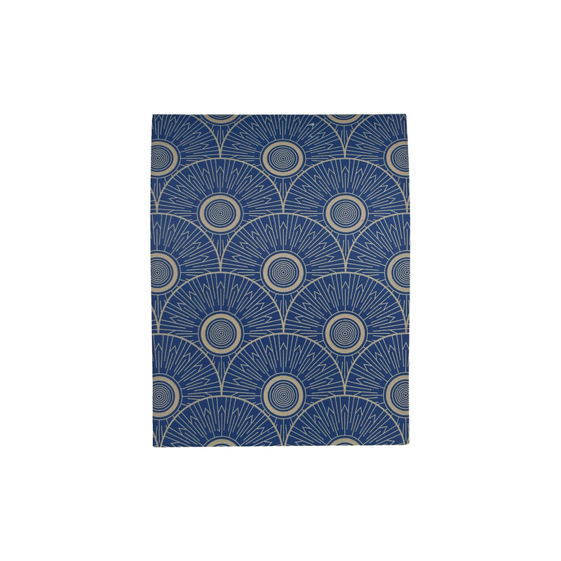 mini note-pad with gold and blue art deco design on a white background