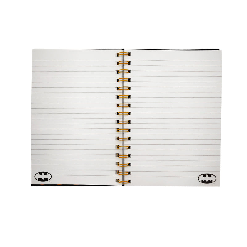 Notebook with Batman logo on a white background