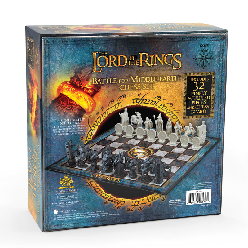 Lord of the rings battle for middle earth chess set box packaging back details