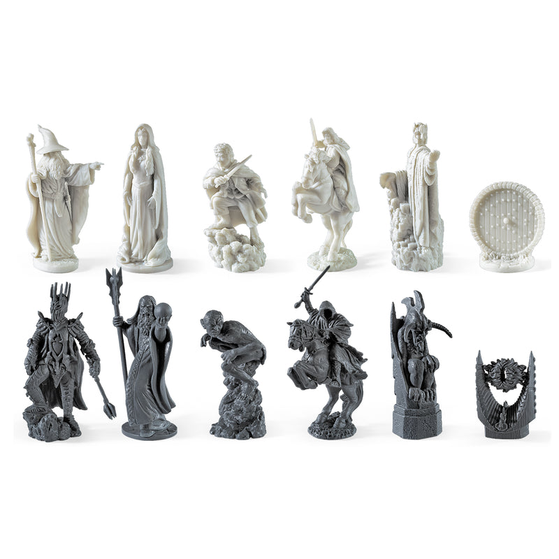 Lord of the rings battle for middle earth chess set pieces, Galadriel, Aragorn, Frodo and Gandalf the Grey, or wield the forces of evil, including Gollum, the Nazgûl, Saruman, and the Dark Lord Sauron!