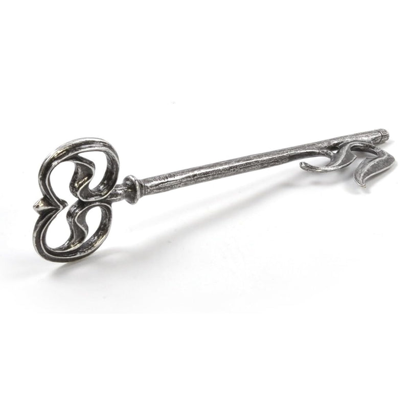 Decorative aged silver colour key on a white background