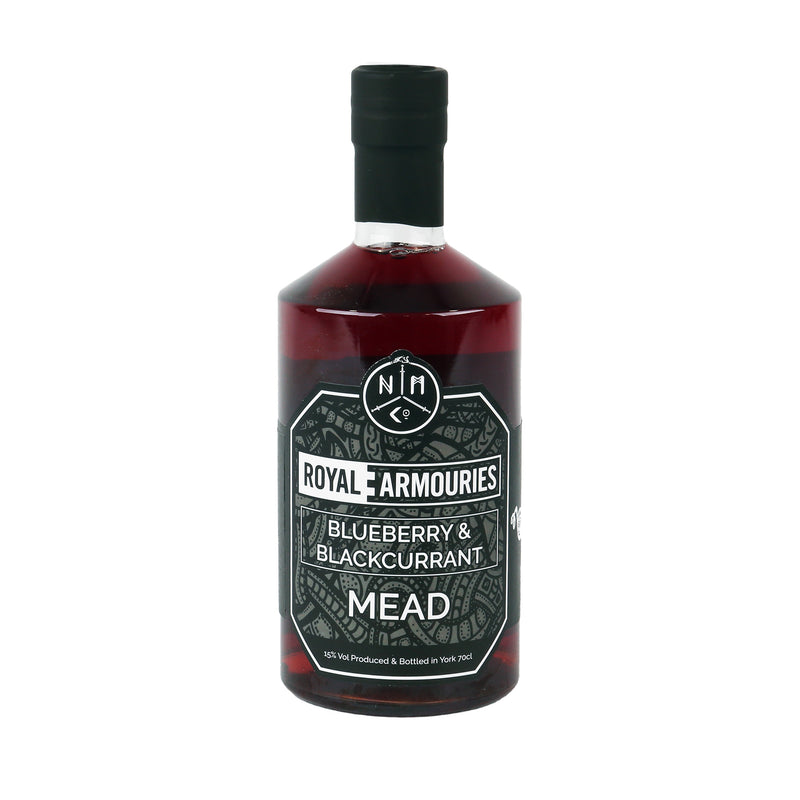 Nidhoggr blueberry and blackcurrant mead bottle from the front on a white background