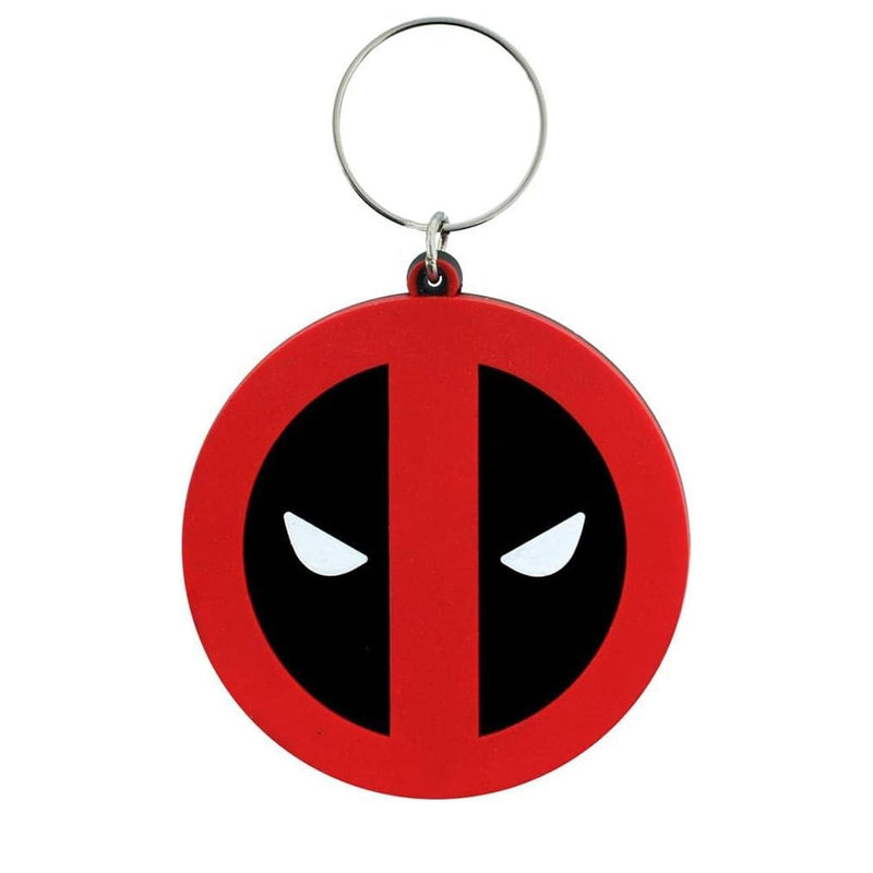 Deadpool logo keychain on a white background