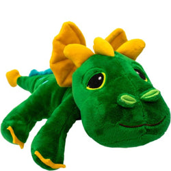 green dragon plush toy on white background