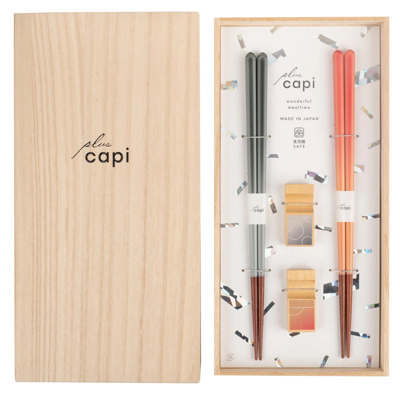 Grey & Orange Wonderful Mealtime Premium Chopstick Set