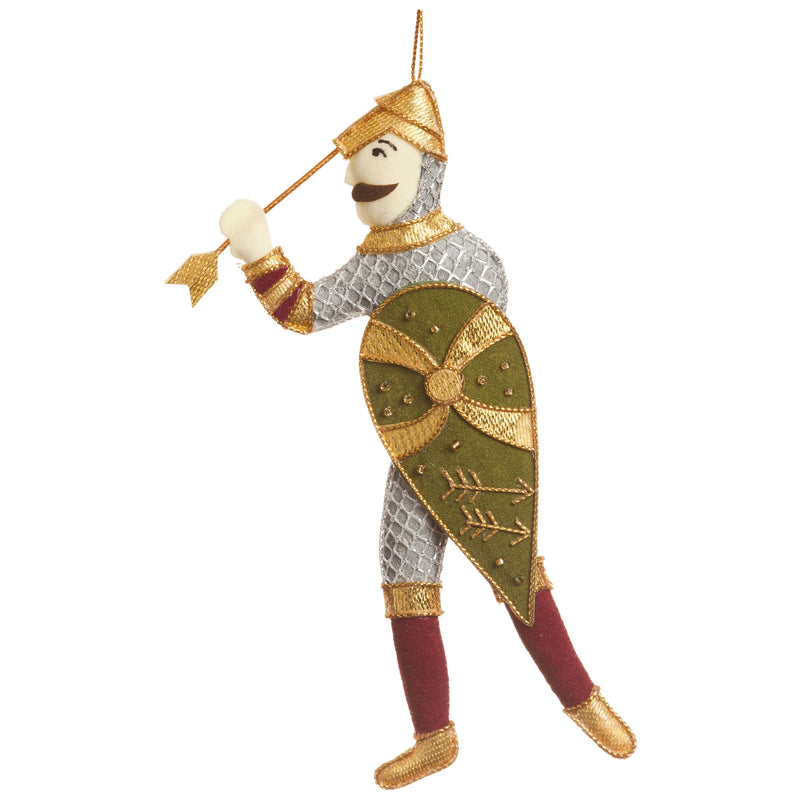 textile hanging decoration of king harold with the arrow in his eye