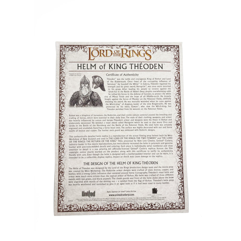 helm of theoden certificate front