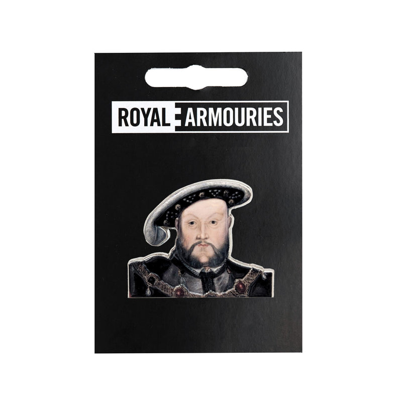 Henry VIII Portrait Pin Badge on Royal Armouries backing board packaging