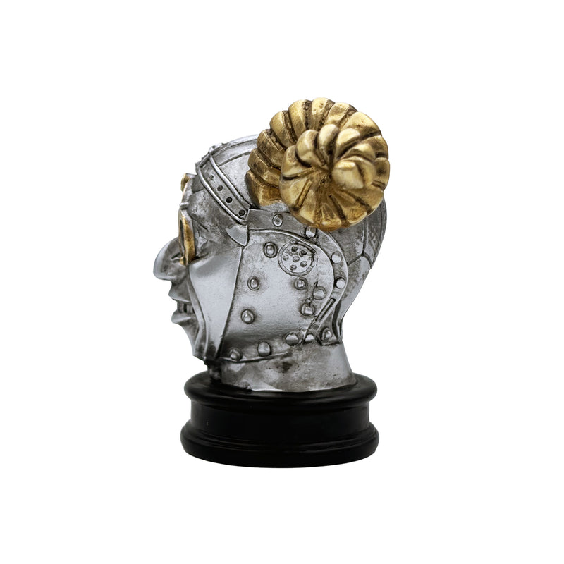 Detailed horned helmet mini bust left side profile on a white background