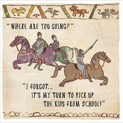 School Pick Up In The Early Ages Greetings Card